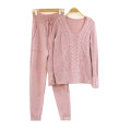 PK18ST084 cashmere cable knitted sweater suit for womanyoga set